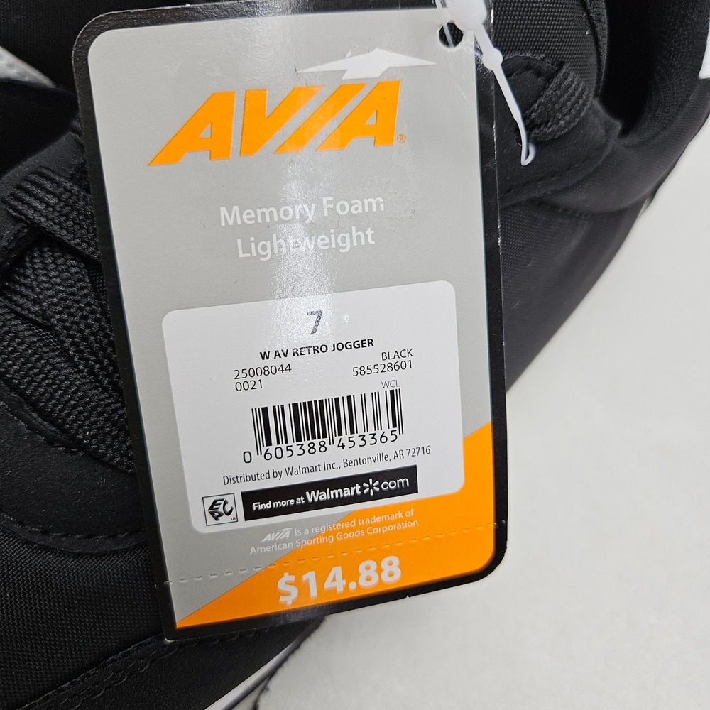 Avia Retro Jogger Black White Memory Foam Sneakers WMAV21JT001 Womens 7 NEW - Picture 12 of 15